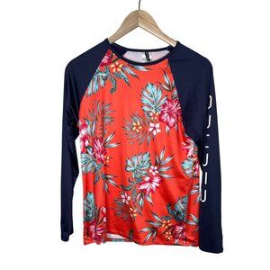 Spyder Womens Long Sleeve Swim Rashguard Hawaiian Floral Print Top L